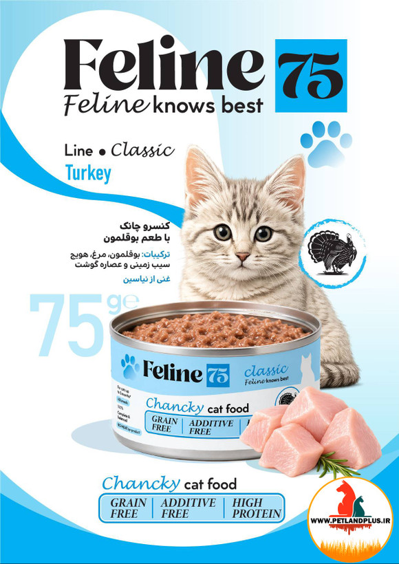 کنسرو گربه فیلاین شایر چانک 75 گرم طعم بوقلمون